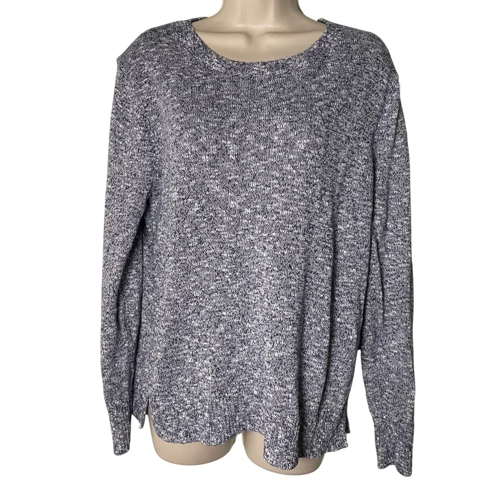 J.Crew Womens Blue‎ Marled Knit Pullover Sweater Small Classic Casual Cozy
